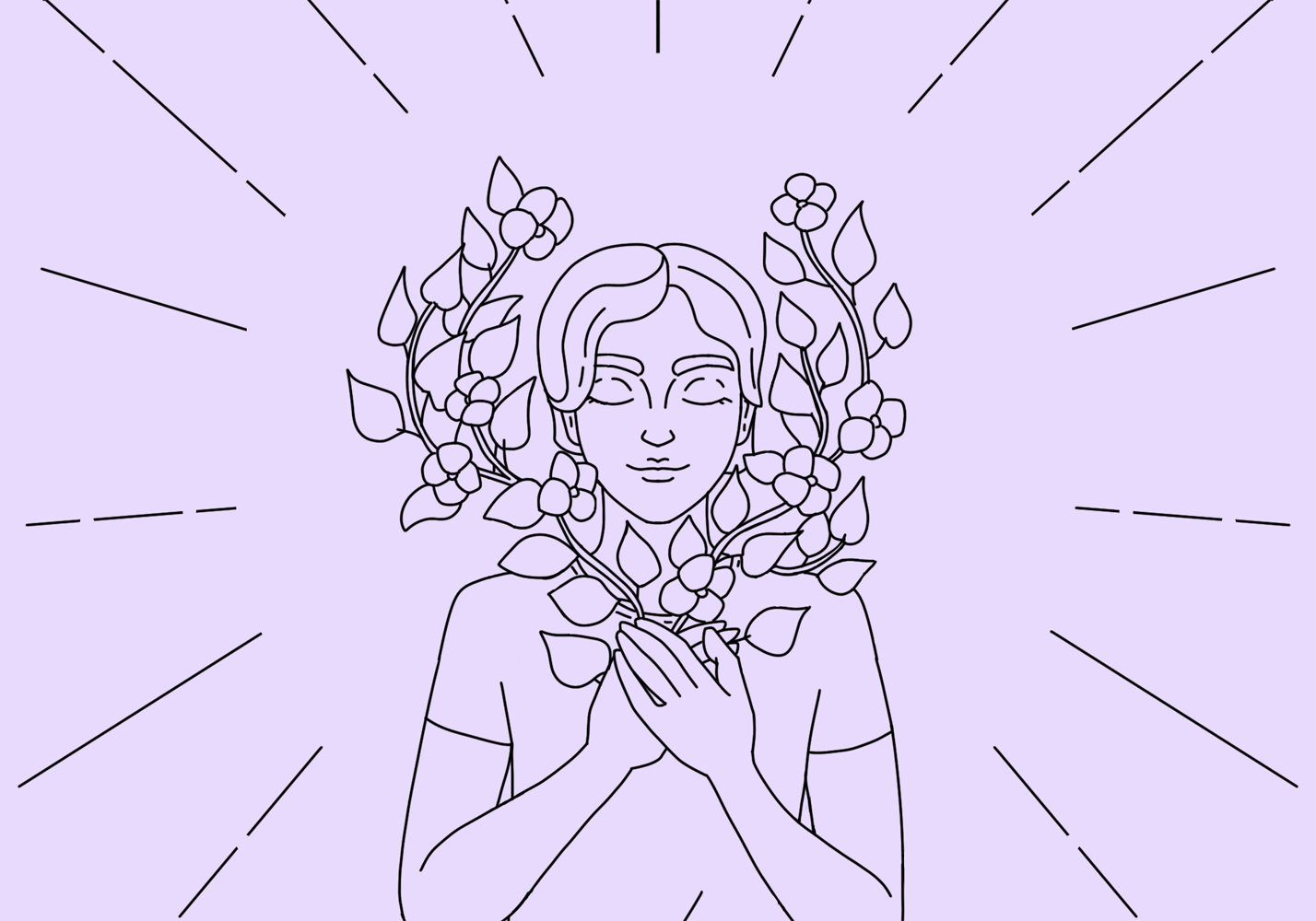 Selbstbewusstsein, Frau mit Blumenkranz